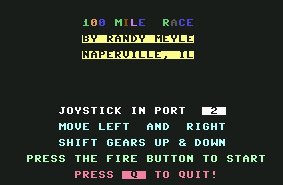 Pantallazo de 100 Mile Race para Commodore 64