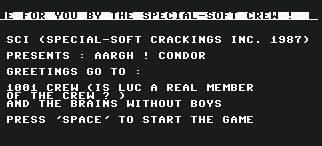 Pantallazo de Aargh Condor para Commodore 64