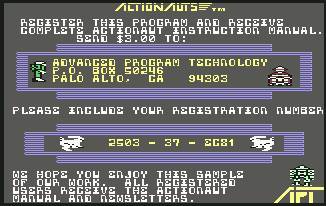 Pantallazo de Actionauts para Commodore 64