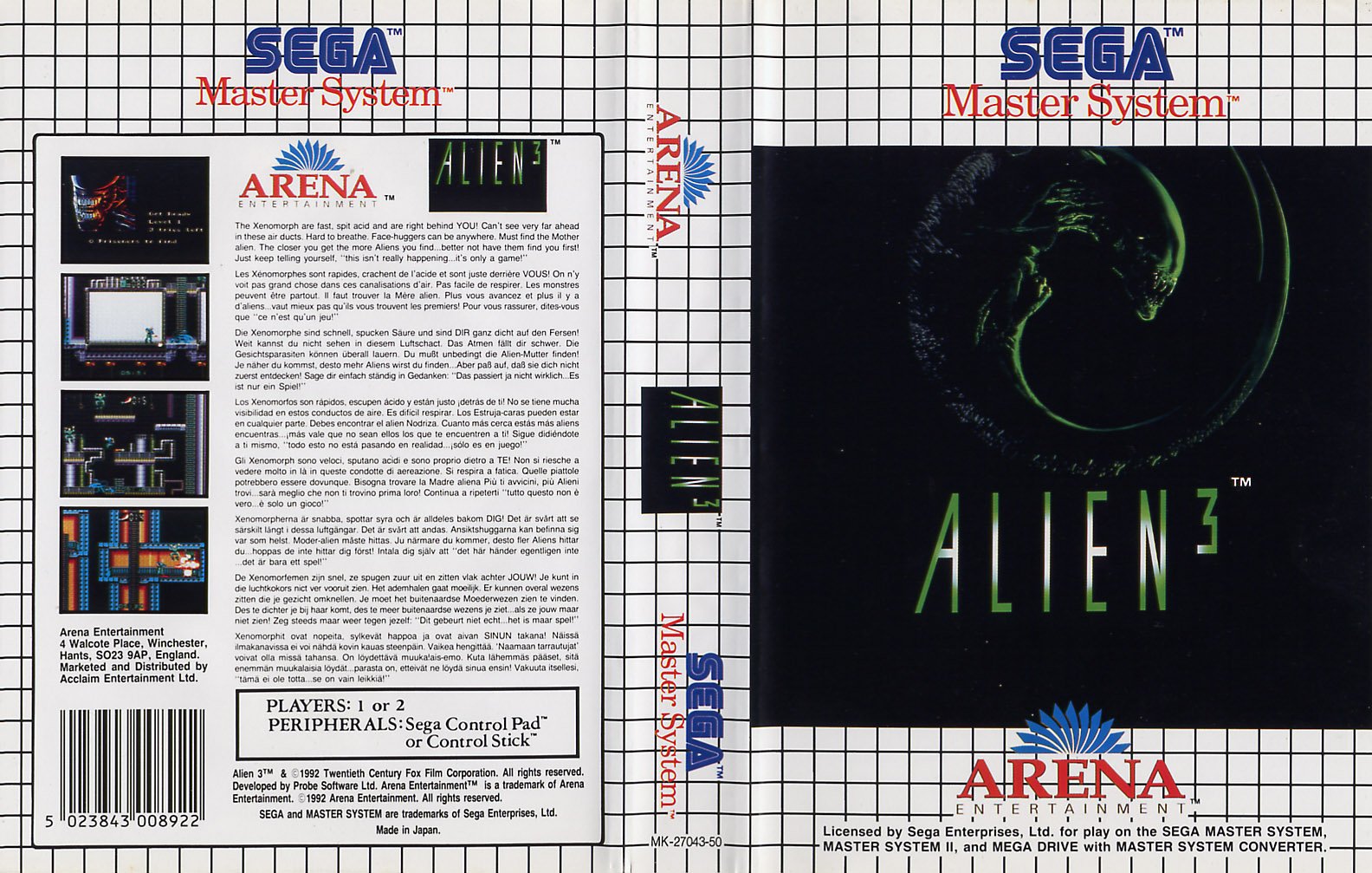 Caratula de Alien 3 para Sega Master System