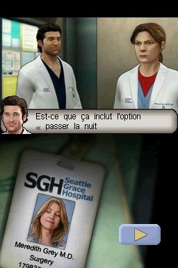 Pantallazo de Anatomia de Grey El Videojuego para Nintendo DS