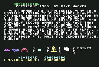 Pantallazo de Annihilator para Commodore 64
