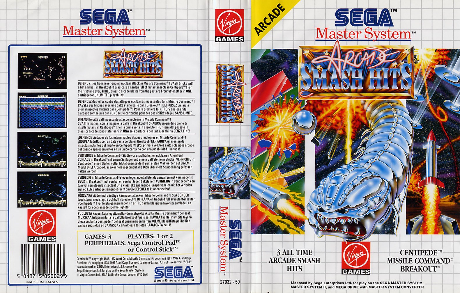 Caratula de Arcade Smash Hits para Sega Master System