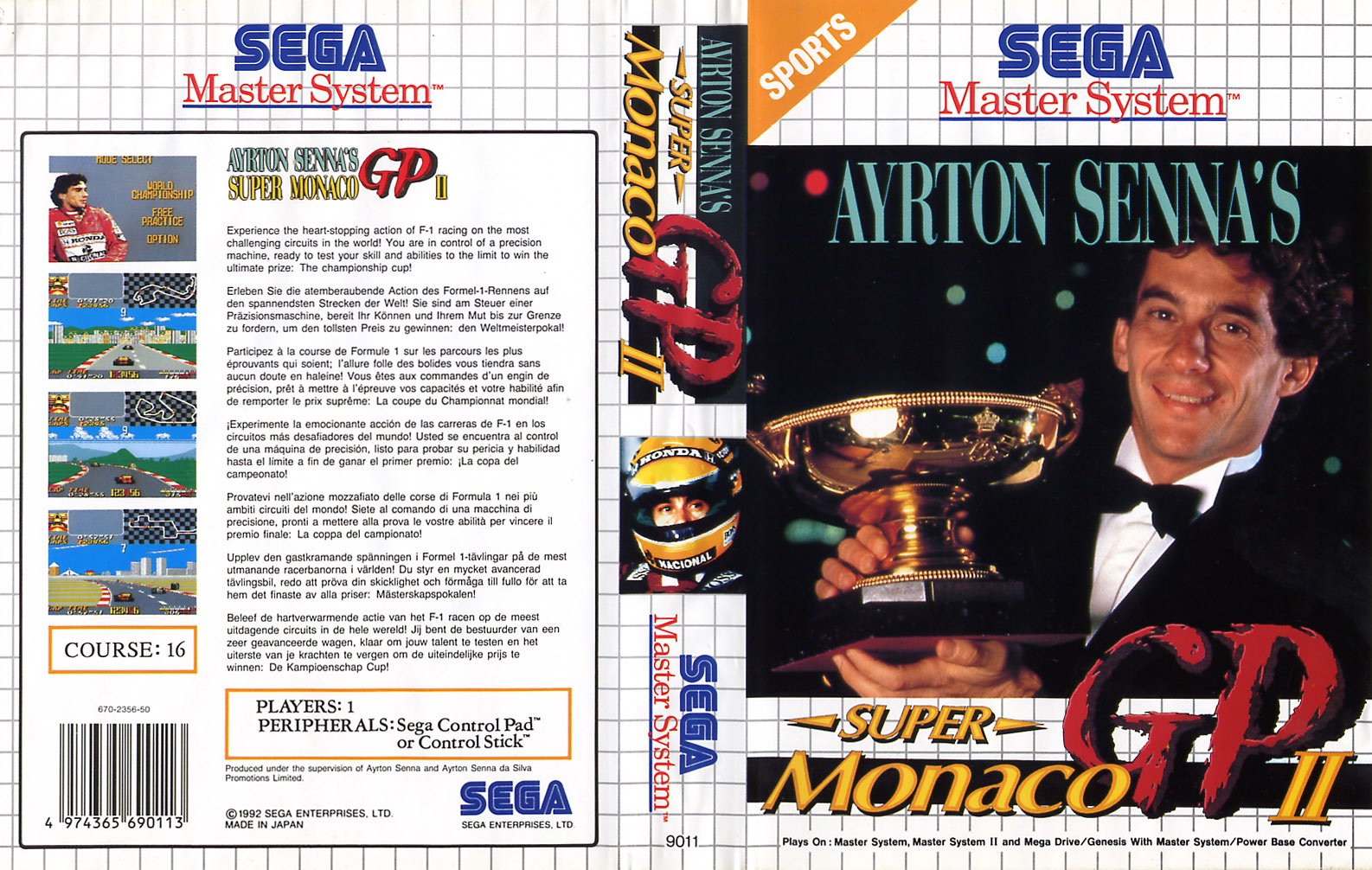 Caratula de Ayrton Sennas Super Monaco GP II para Sega Master System