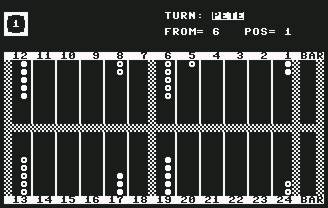 Pantallazo de Backgammon para Commodore 64