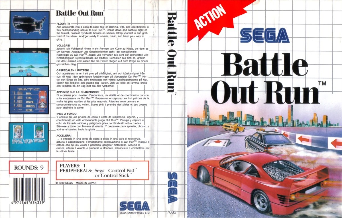 Caratula de Battle Out Run para Sega Master System