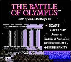 Pantallazo de Battle of Olympus, The para Nintendo (NES)