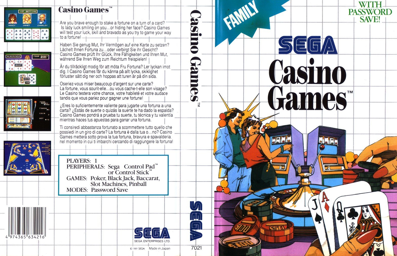 Caratula de Casino Games para Sega Master System