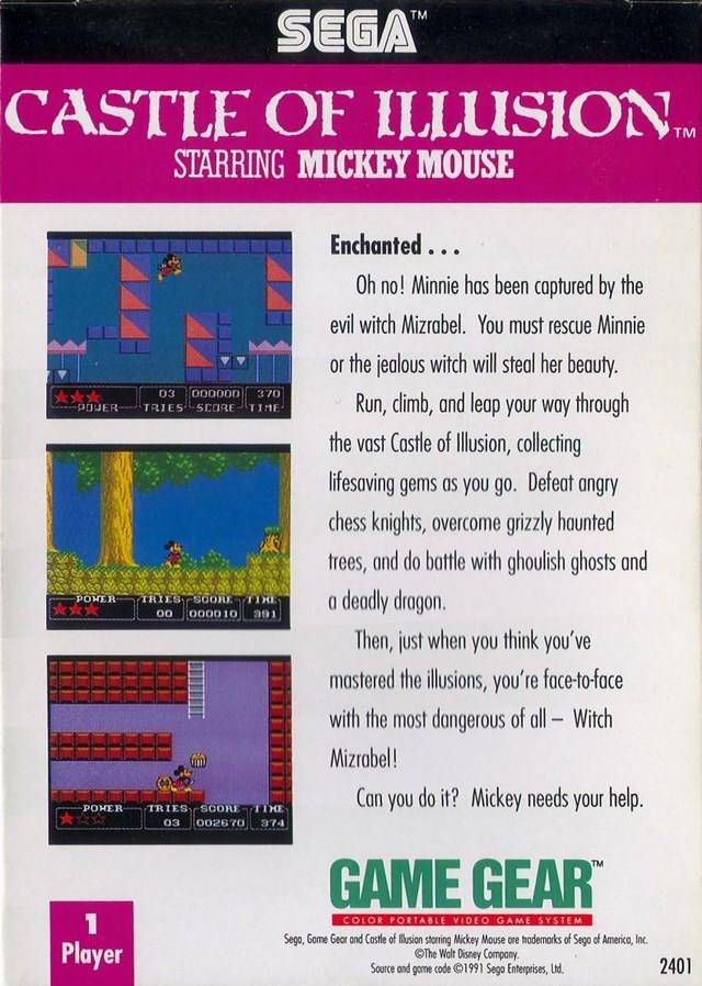 Caratula de Castle of Illusion Starring Mickey Mouse para Gamegear