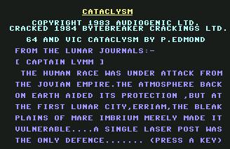 Pantallazo de Cataclysm para Commodore 64