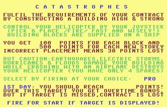 Pantallazo de Catastrophes para Commodore 64