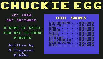 Pantallazo de Chuckie Egg para Commodore 64