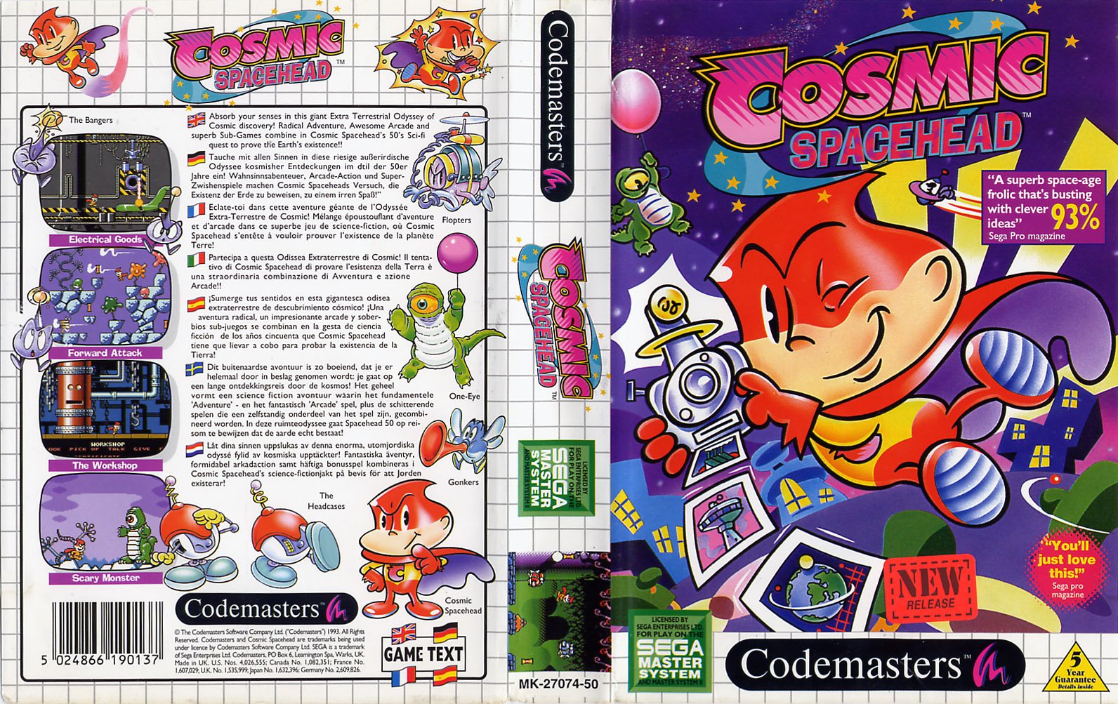 Caratula de Cosmic Spacehead para Sega Master System
