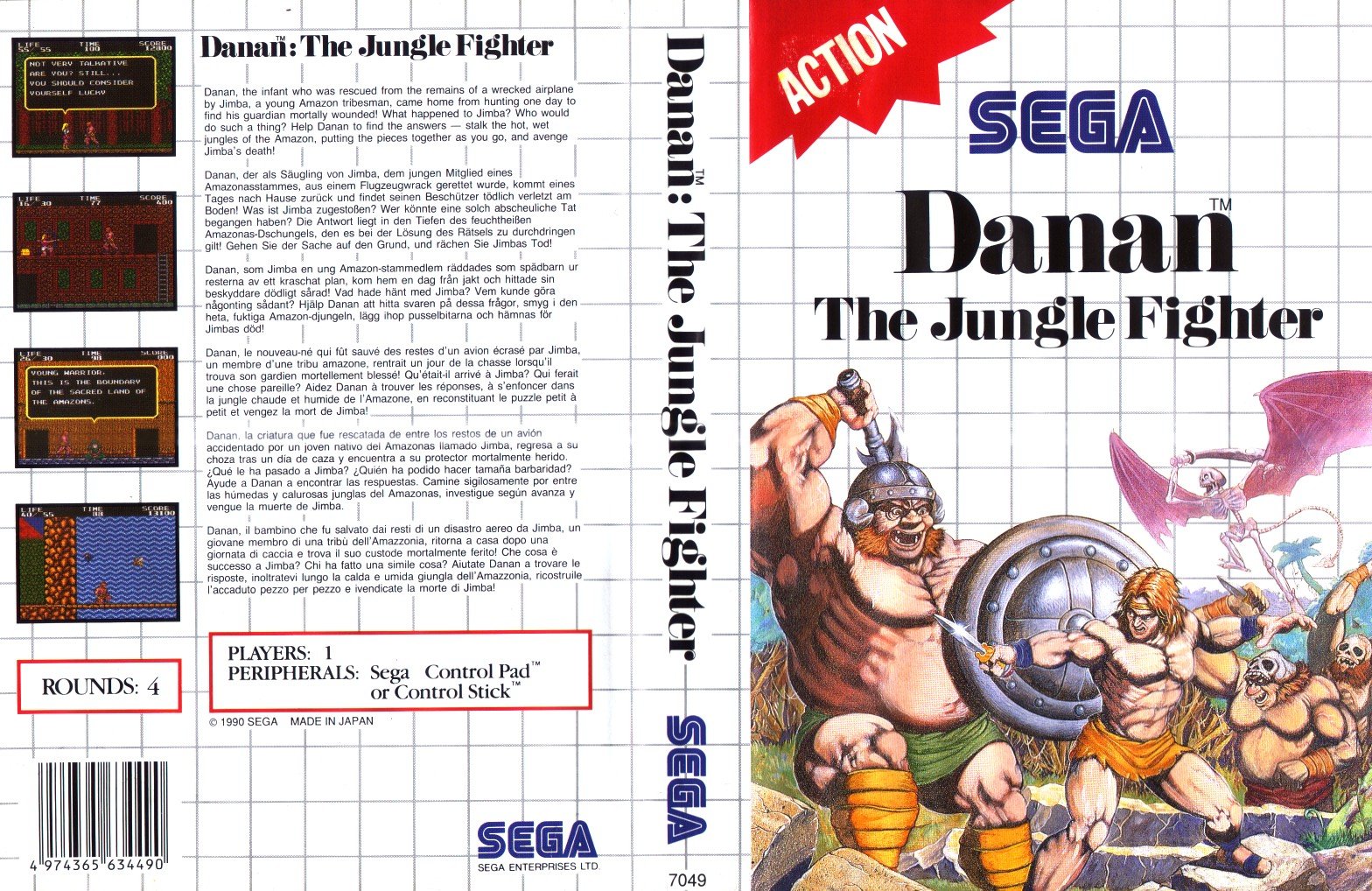 Caratula de Danan: The Jungle Fighter para Sega Master System
