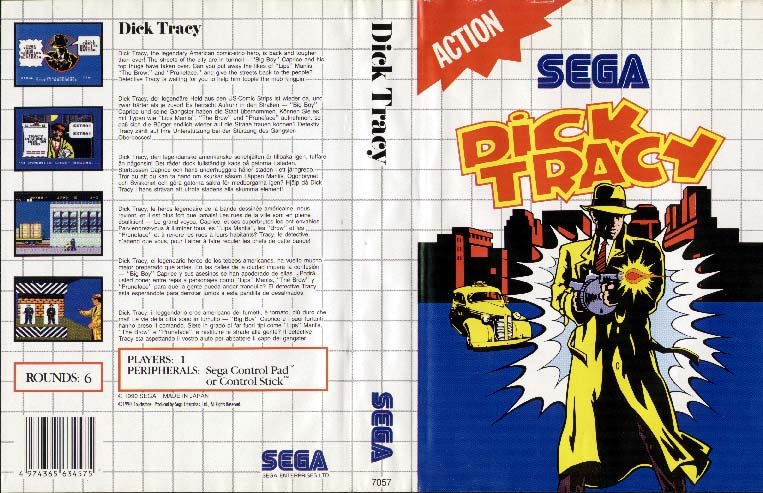 Caratula de Dick Tracy para Sega Master System