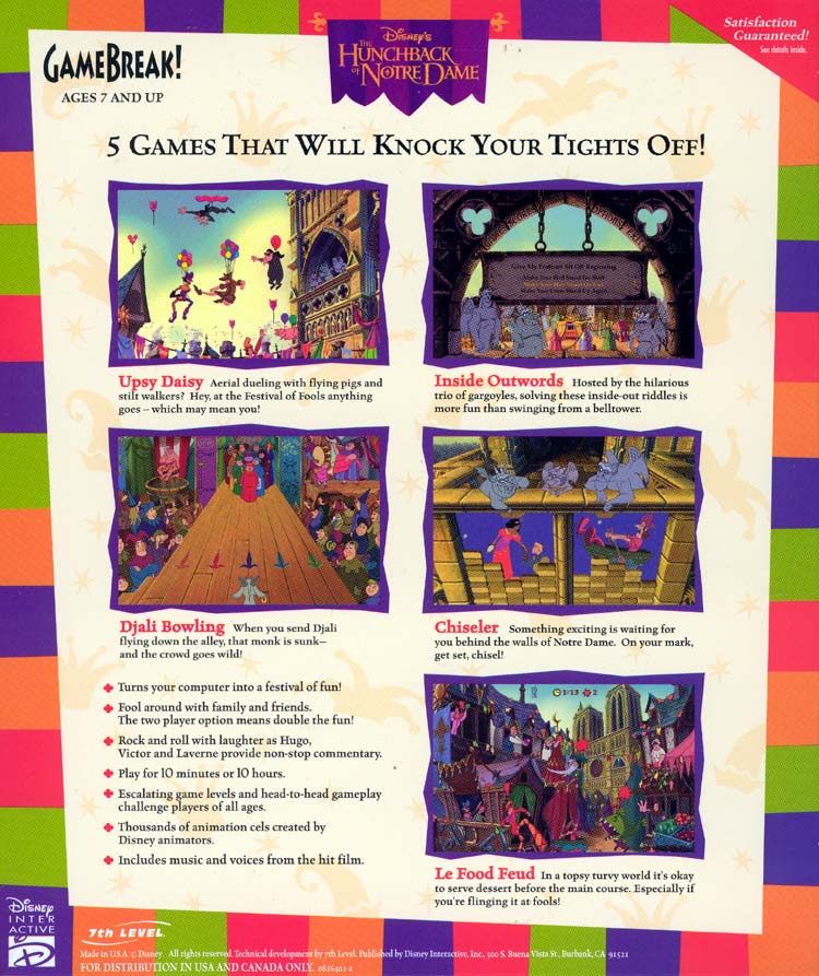 The Hunchback Of Notre Dame Topsy Turvy Games [1996 Video Game]