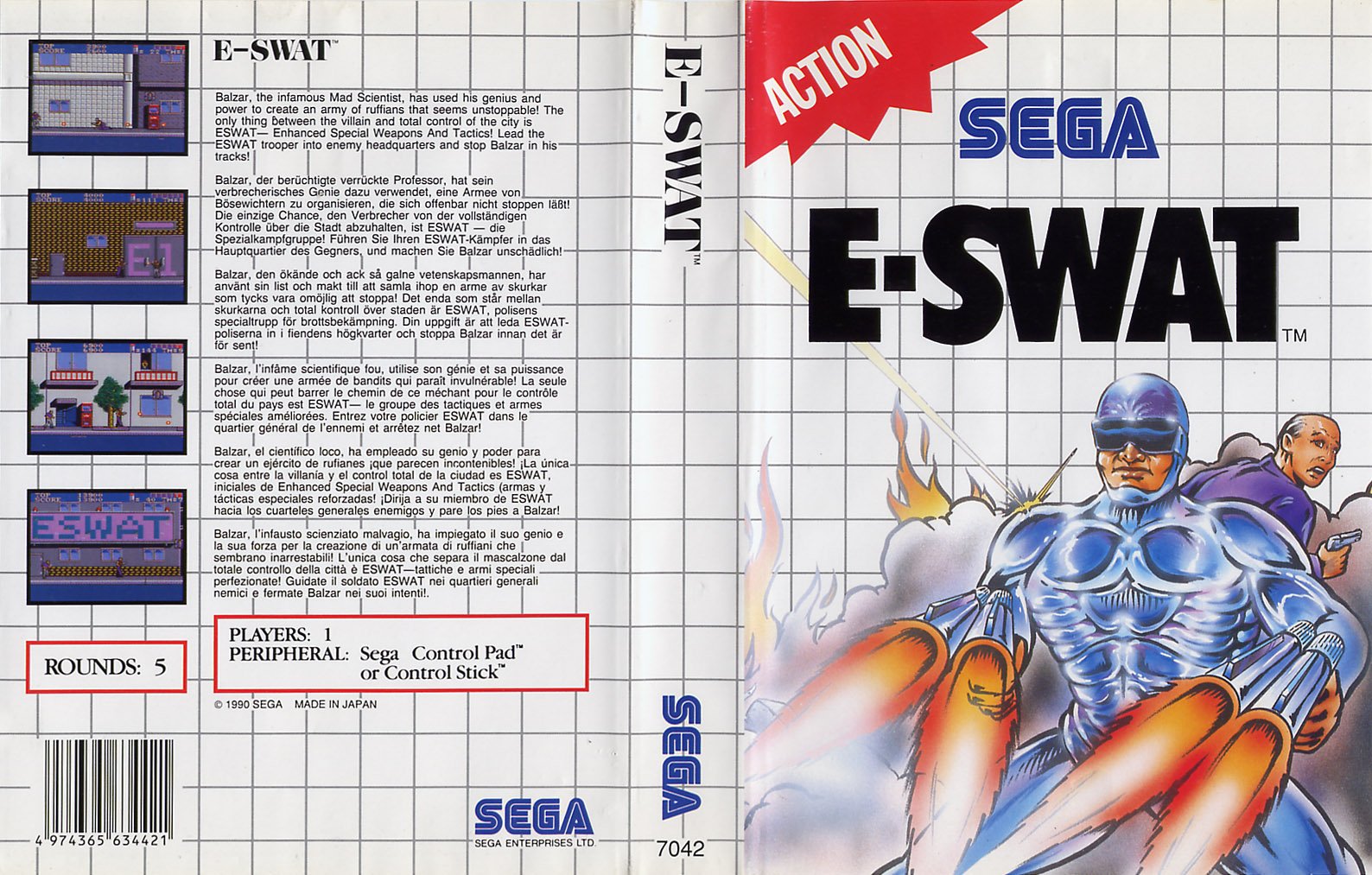 Caratula de ESWAT para Sega Master System
