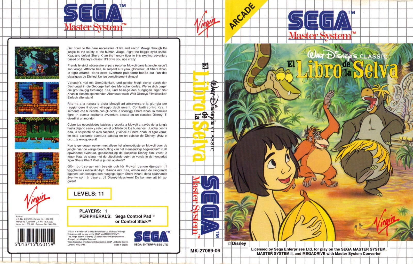 Caratula de El Libro de la Selva para Sega Master System