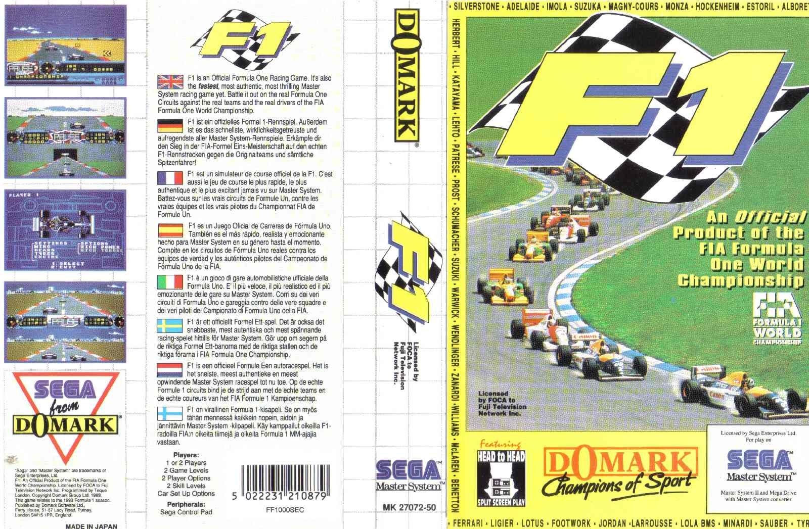 Caratula de F1 para Sega Master System