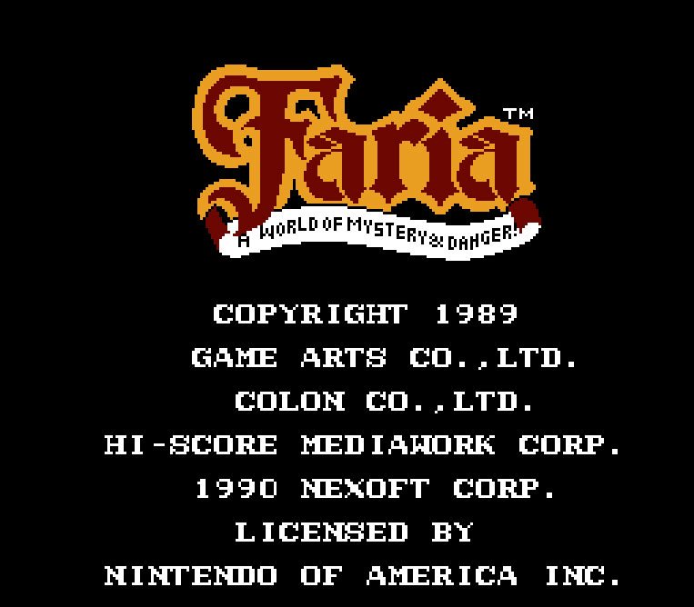 Pantallazo de Faria: A World of Mystery and Danger! para Nintendo (NES)