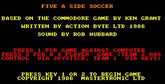 Pantallazo de Five A Side Soccer para Amstrad CPC