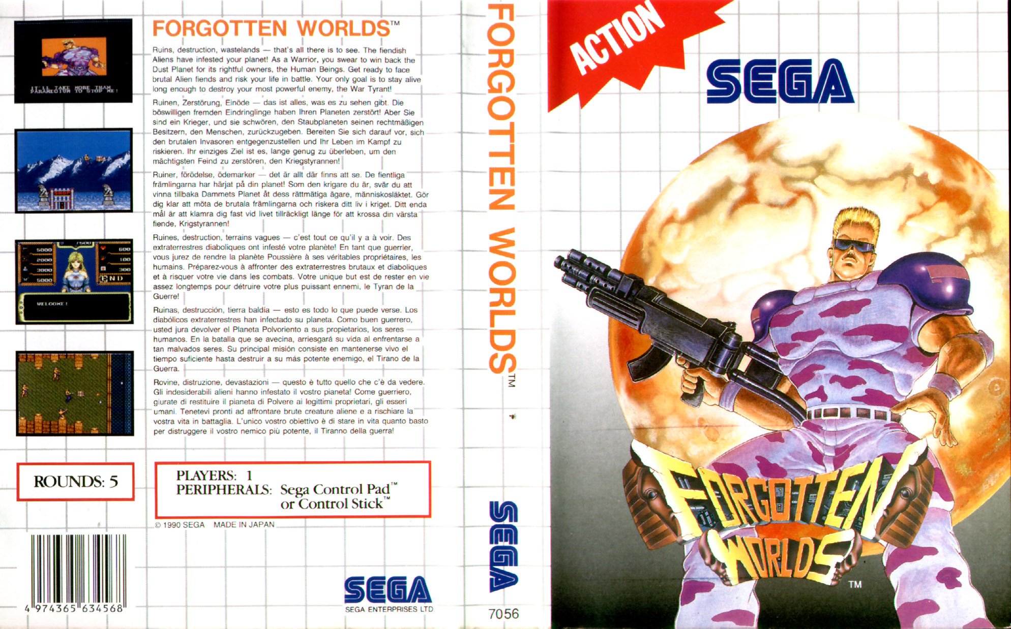 Caratula de Forgotten Worlds para Sega Master System
