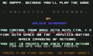 Pantallazo de Galactic Meteors para Commodore 64