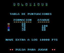 Pantallazo de Galaxians para MSX