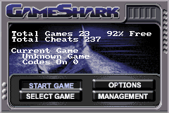 Pantallazo de Game Shark GBA para Game Boy Advance