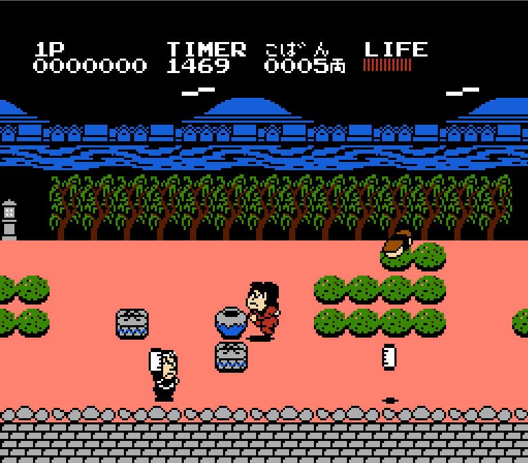 Pantallazo de Ganbare Goemon! Karakuri Douchuu para Nintendo (NES)