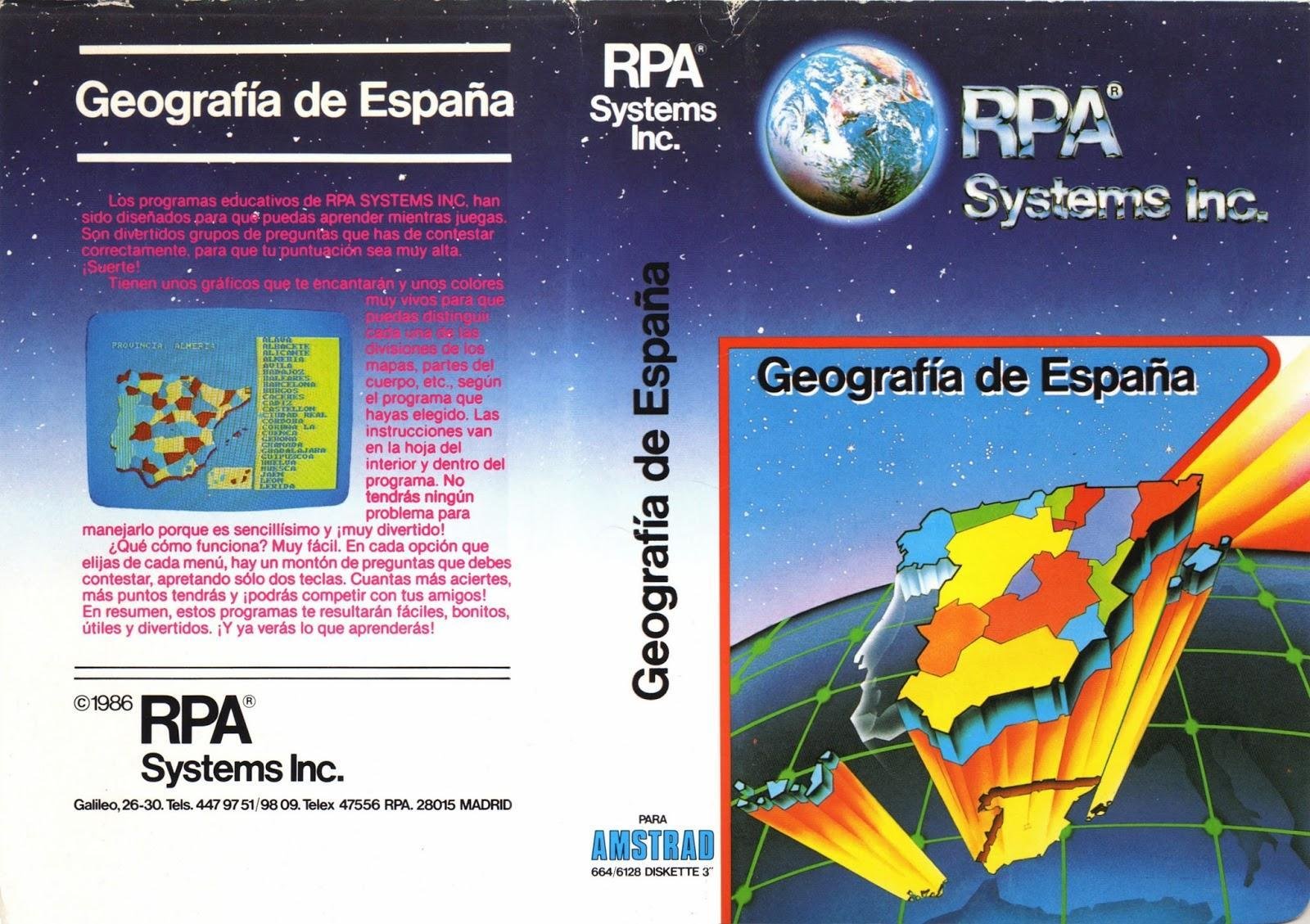 Caratula de Geografía de España para Amstrad CPC