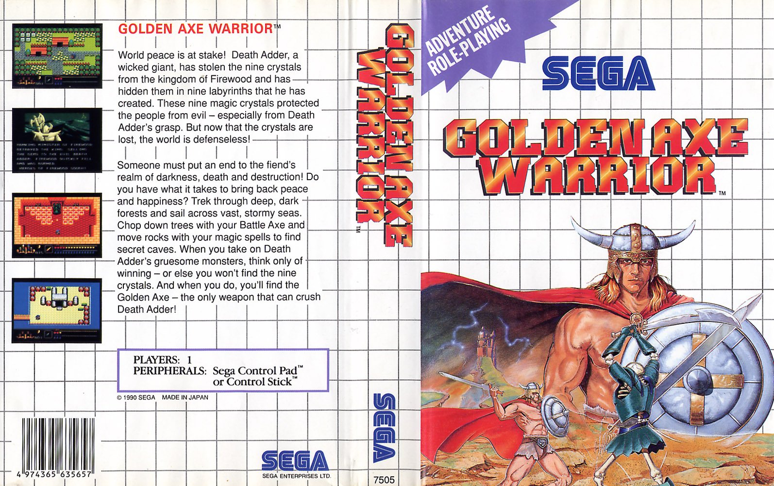 Caratula de Golden Axe Warrior para Sega Master System
