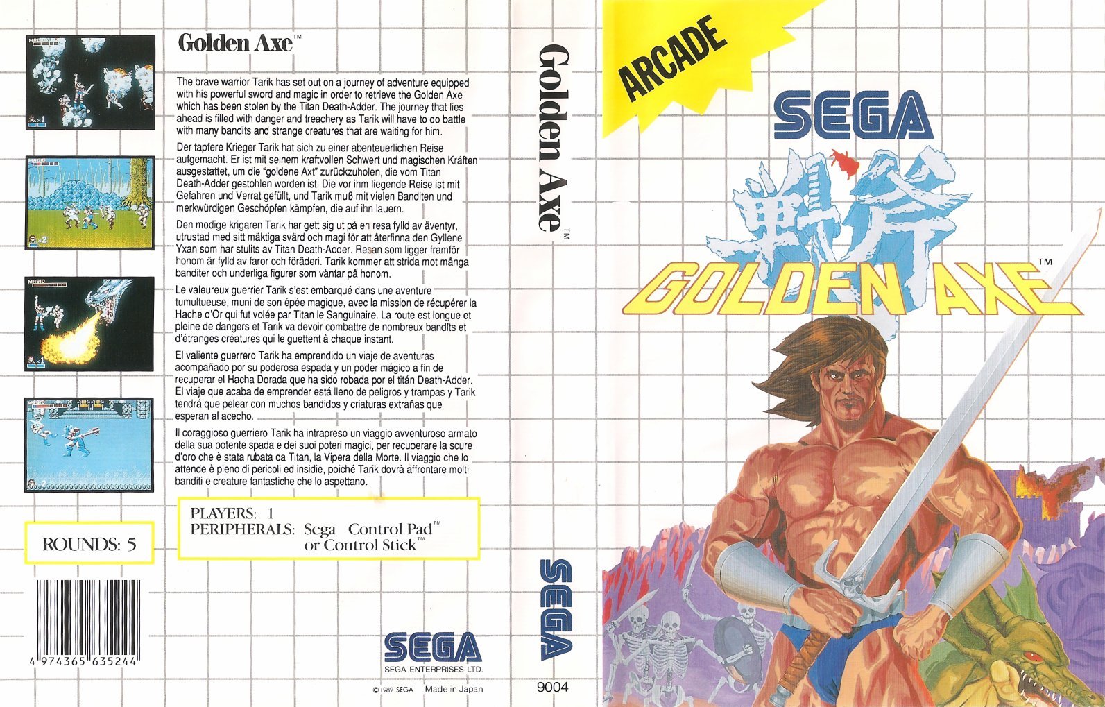 Caratula de Golden Axe para Sega Master System