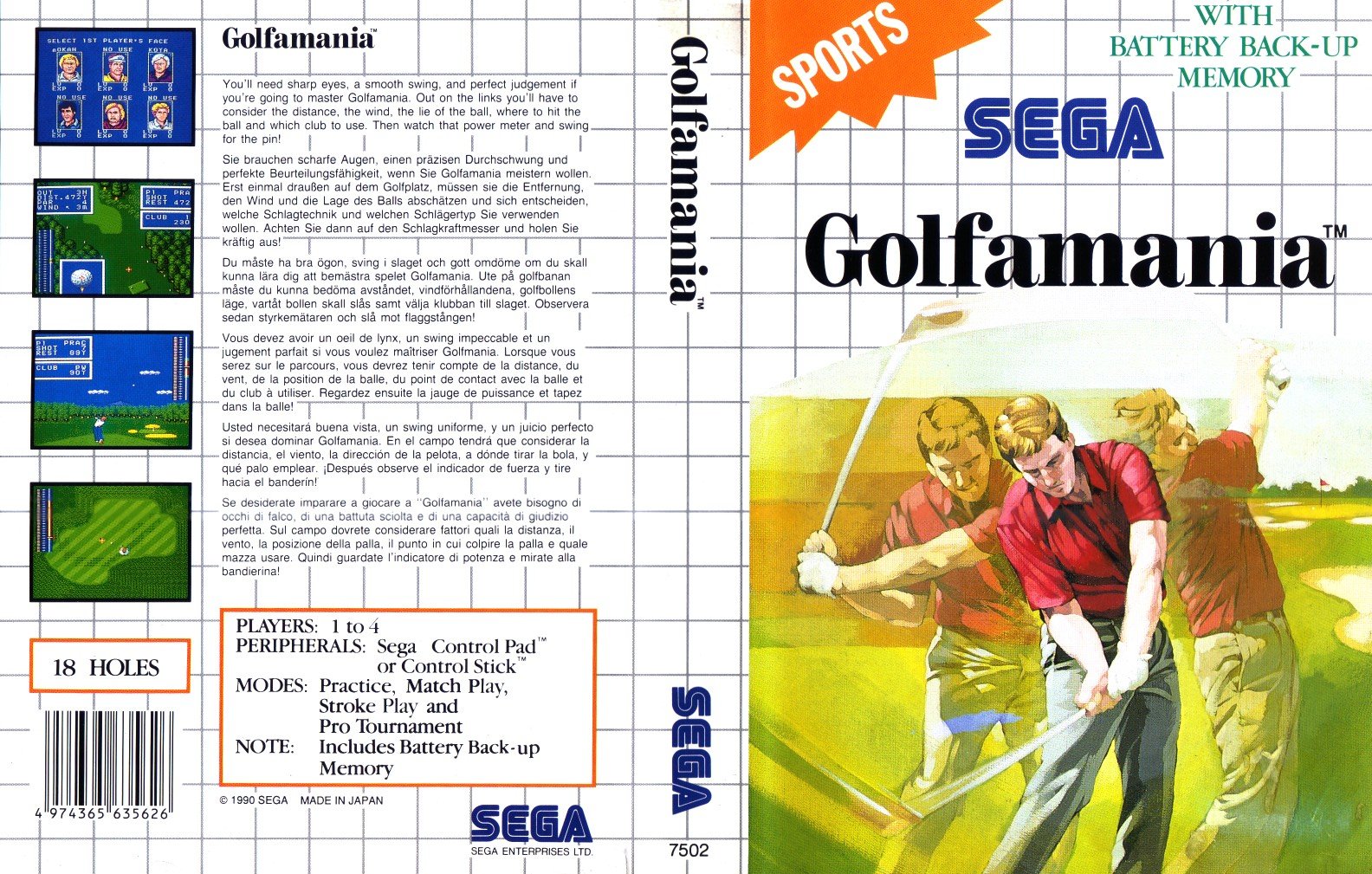 Caratula de Golfamania para Sega Master System