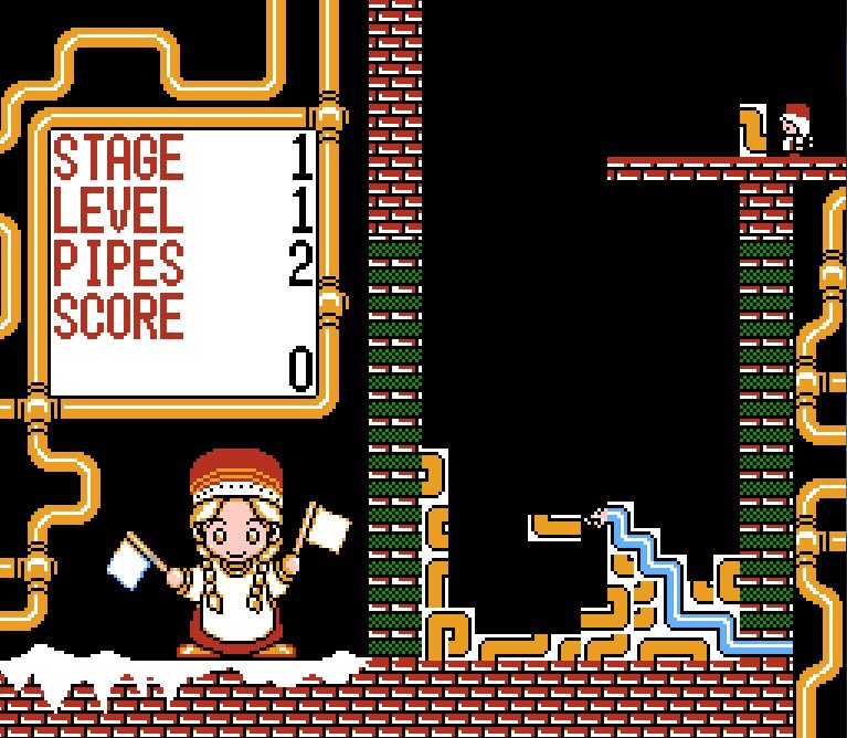 Pantallazo de Gorby no Pipeline Daisakusen para Nintendo (NES)