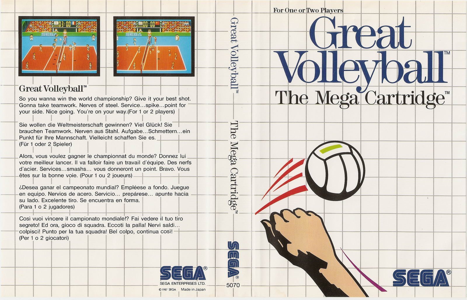 Caratula de Great Volleyball para Sega Master System