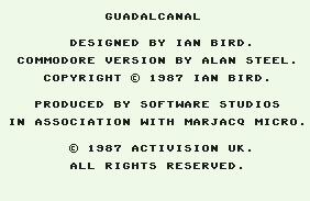 Pantallazo de Guadalcanal para Commodore 64