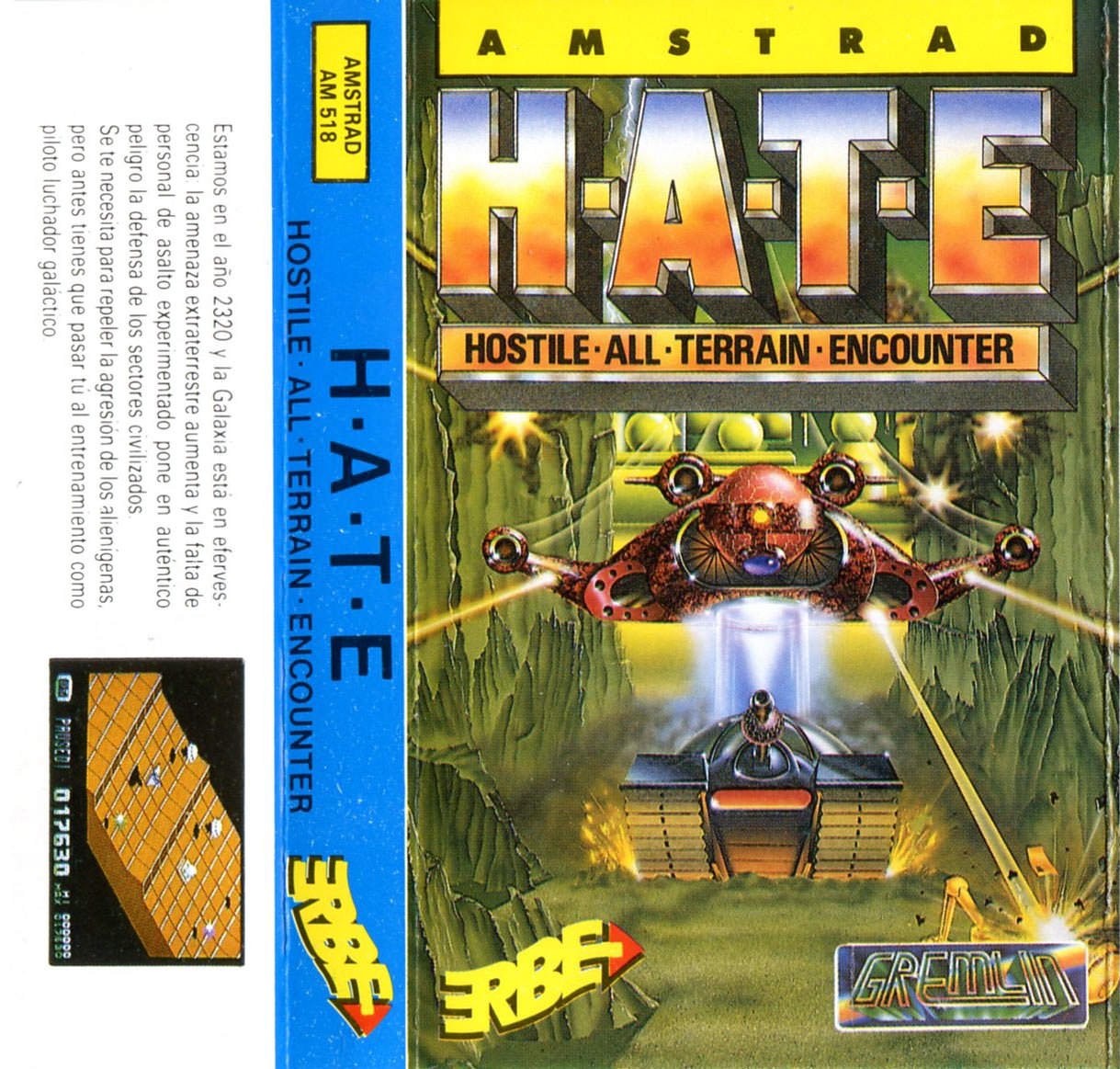 Caratula de HATE: Hostile All Terrain Encounter para Amstrad CPC