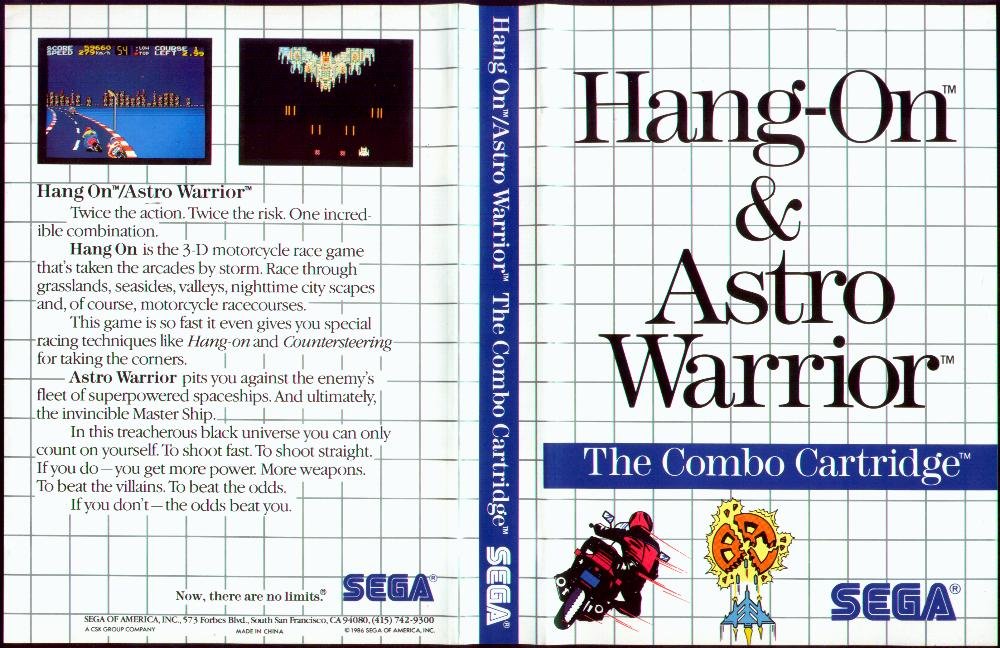Caratula de Hang On & Astro Warrior para Sega Master System