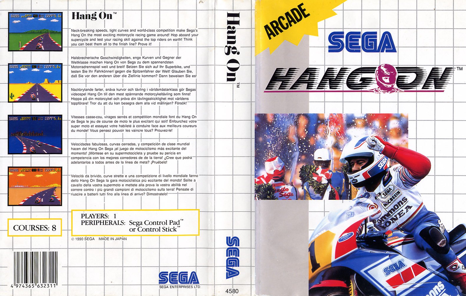 Caratula de Hang On para Sega Master System