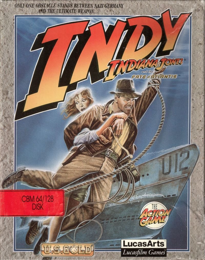 Caratula de Indiana Jones and The Fate of Atlantis: The Action Game para Commodore 64