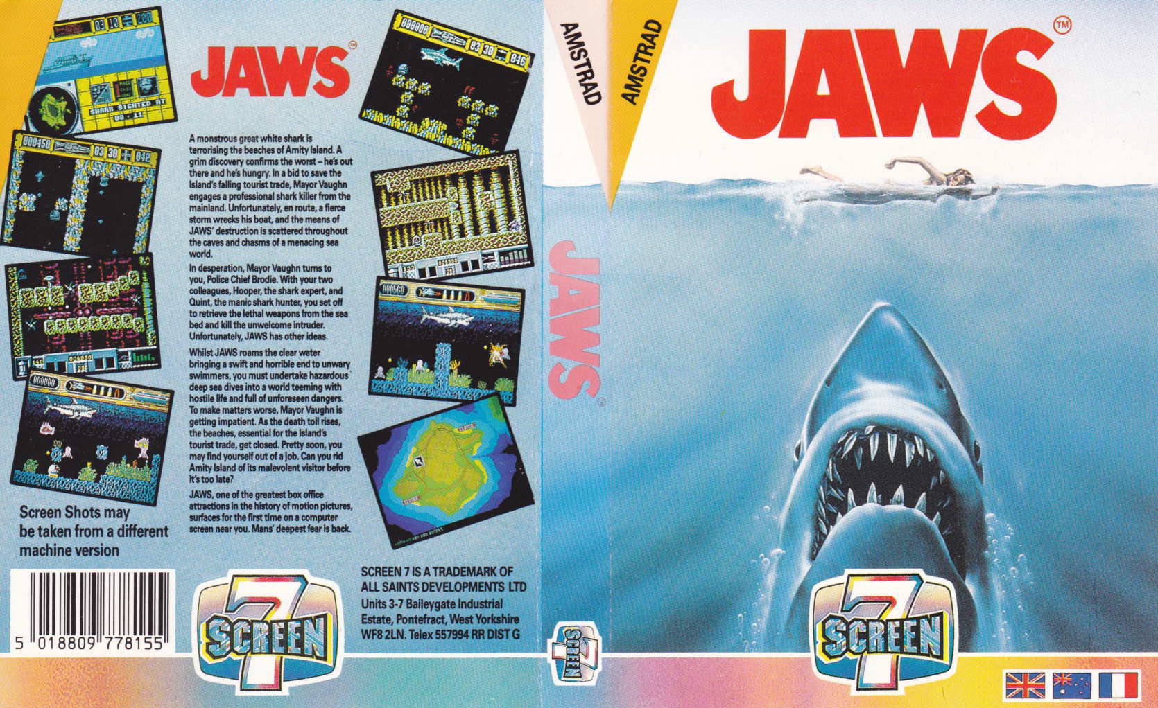 Caratula de Jaws para Amstrad CPC