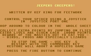 Pantallazo de Jeepers Creepers para Commodore 64
