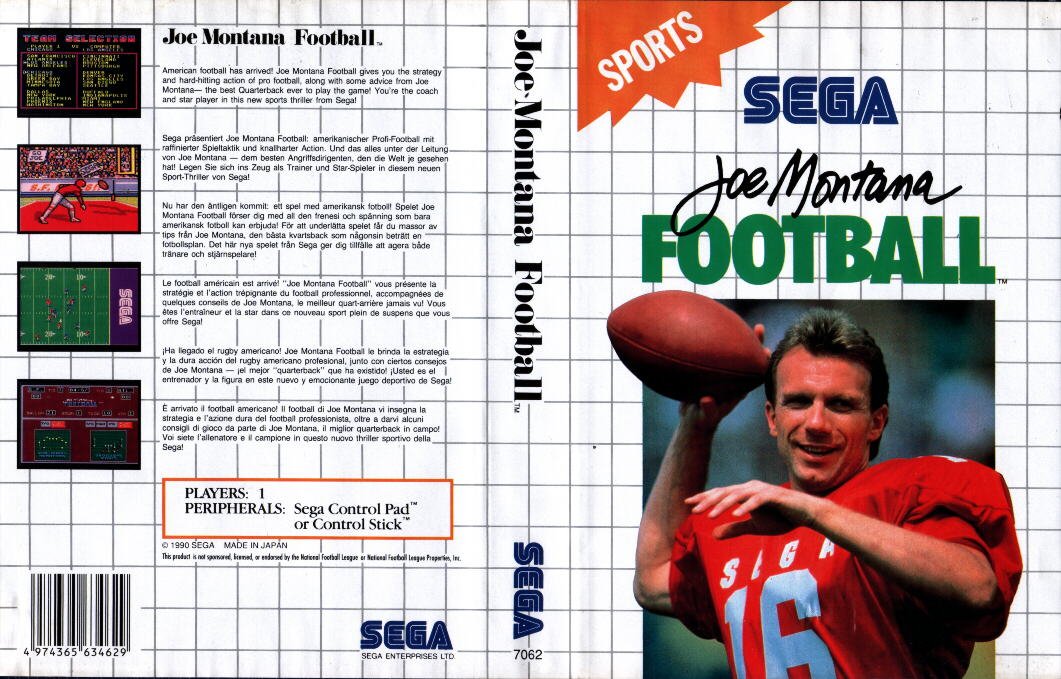 Caratula de Joe Montana Football para Sega Master System