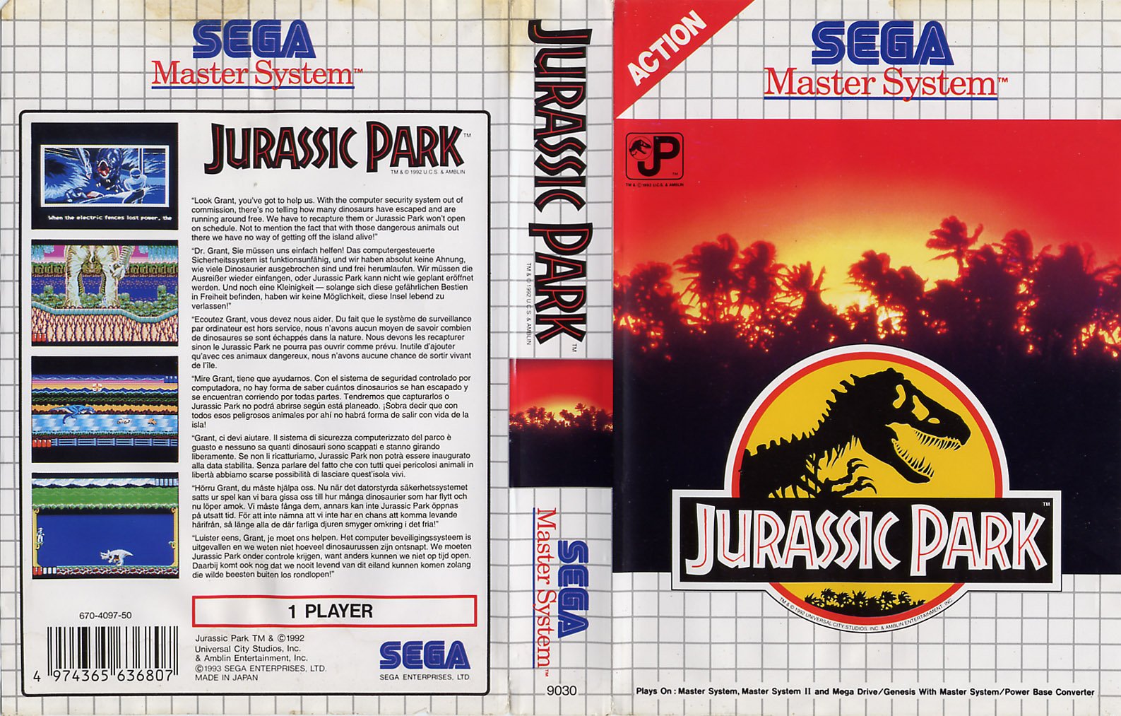 Caratula de Jurassic Park para Sega Master System