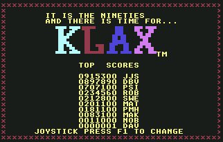 Pantallazo de Klax para Commodore 64