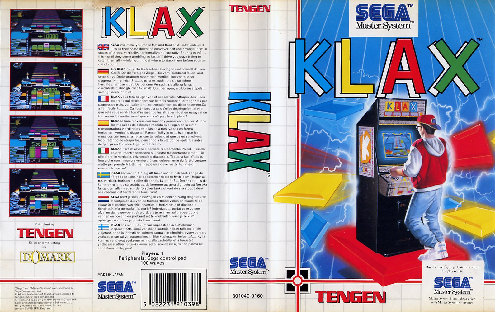 Caratula de Klax para Sega Master System
