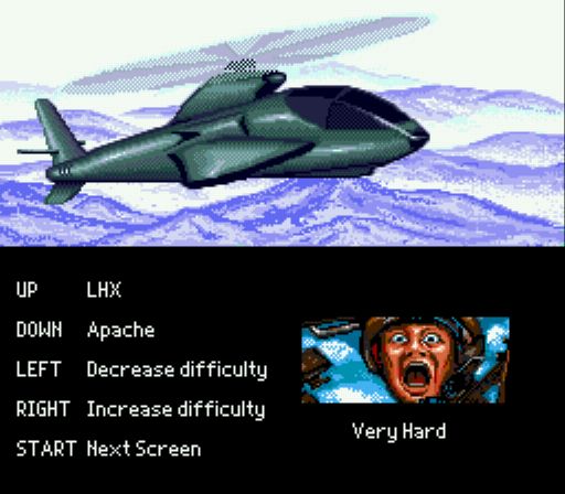 Pantallazo de LHX Attack Chopper para Sega Megadrive