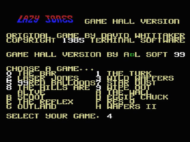 Pantallazo de Lazy Jones Game Hall para MSX