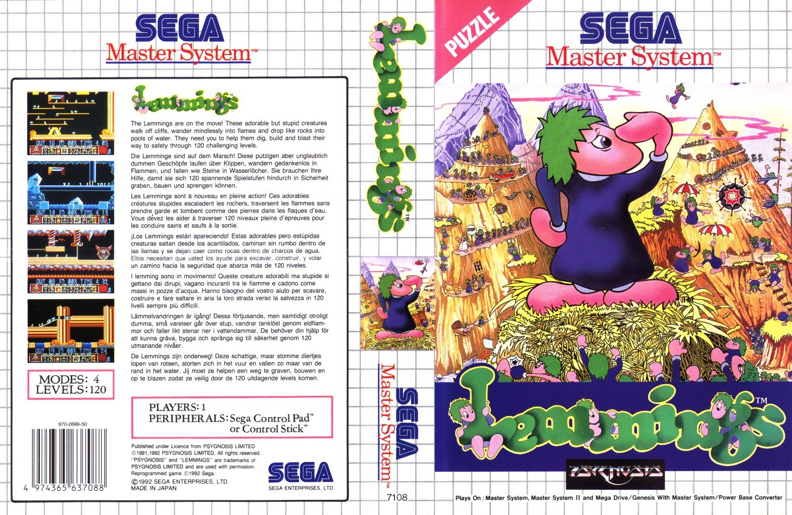 Caratula de Lemmings para Sega Master System